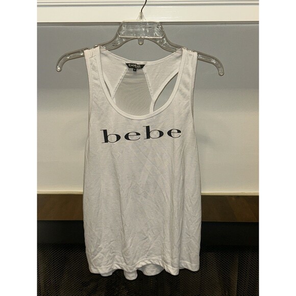 bebe Tops - Women’s White Bebe Racer back Tank Top Size Medium